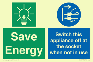 Save Energy, Switch this appliance off at the socket when not in use